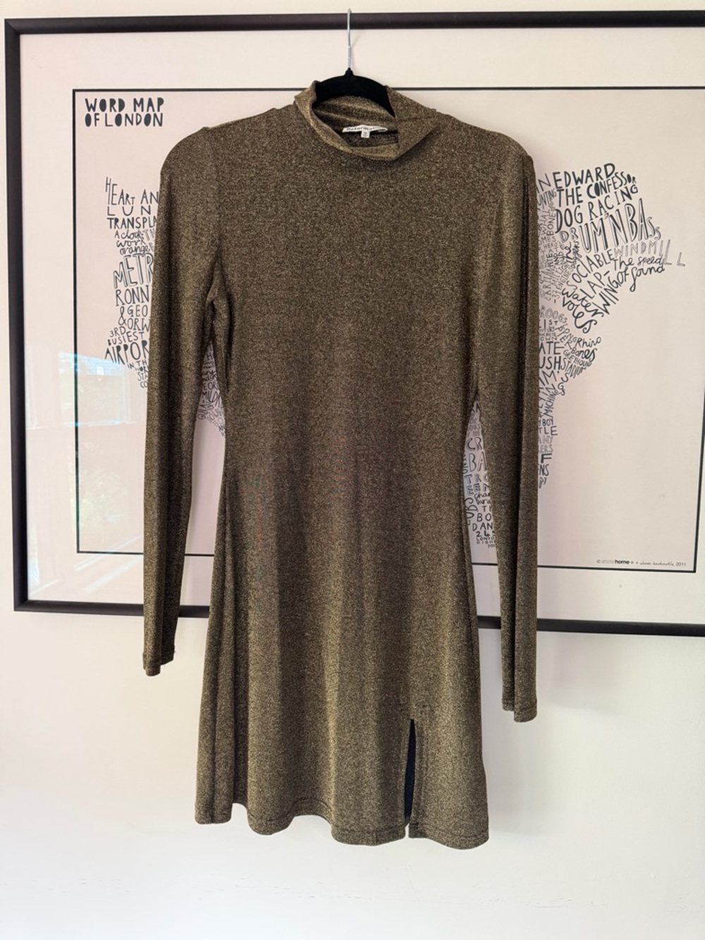 REFORMATION Hermia Gold Mini Bodycon Dress Size Medium M Metallic Stretch - Picture 8 of 16